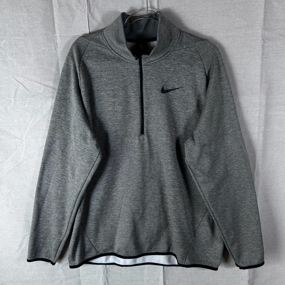 Nike Dri-FIT Mens XL Gray Heather Quarter Zip Pullover Fleece Training‎ Sweater